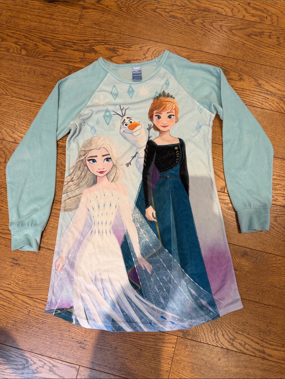 Disney Light Teal Long Sleeve Frozen Elsa Anna Olaf Nightshirt